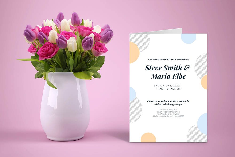 standing-foldable-birthday wedding-greeting-card-mockup-generator-on-pink-floral-background