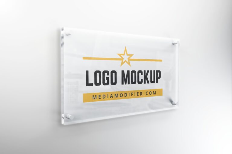 Download Logo on Glass Sign Online Mockup Maker | Mediamodifier