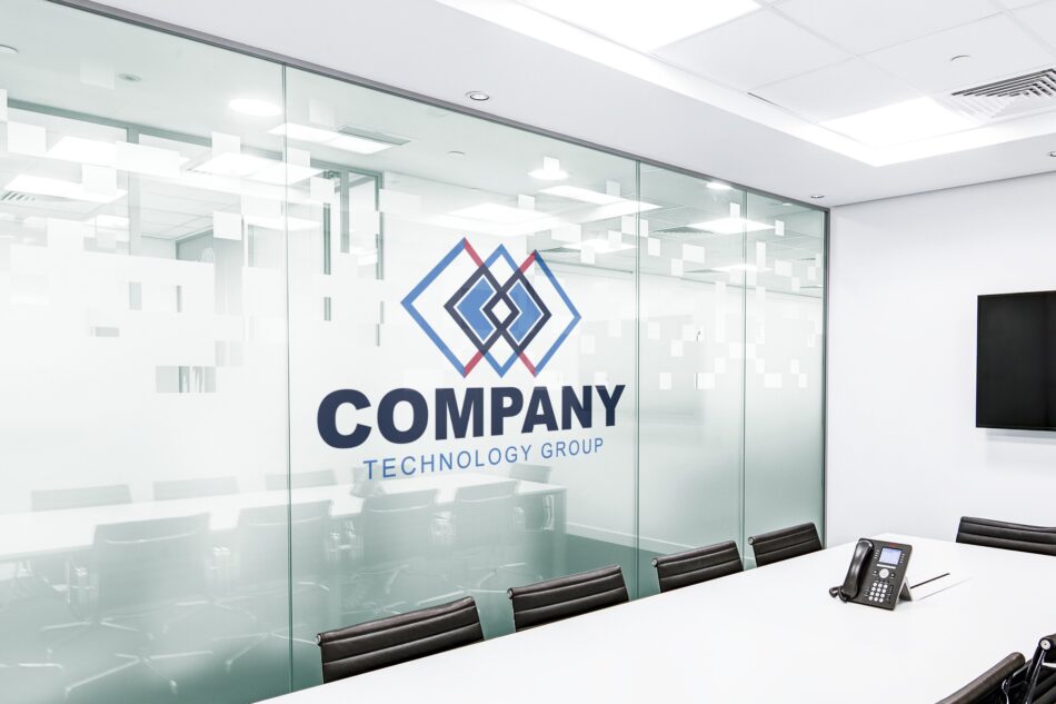 Logo Mockups on Company Board Room Wall | Mediamodifier