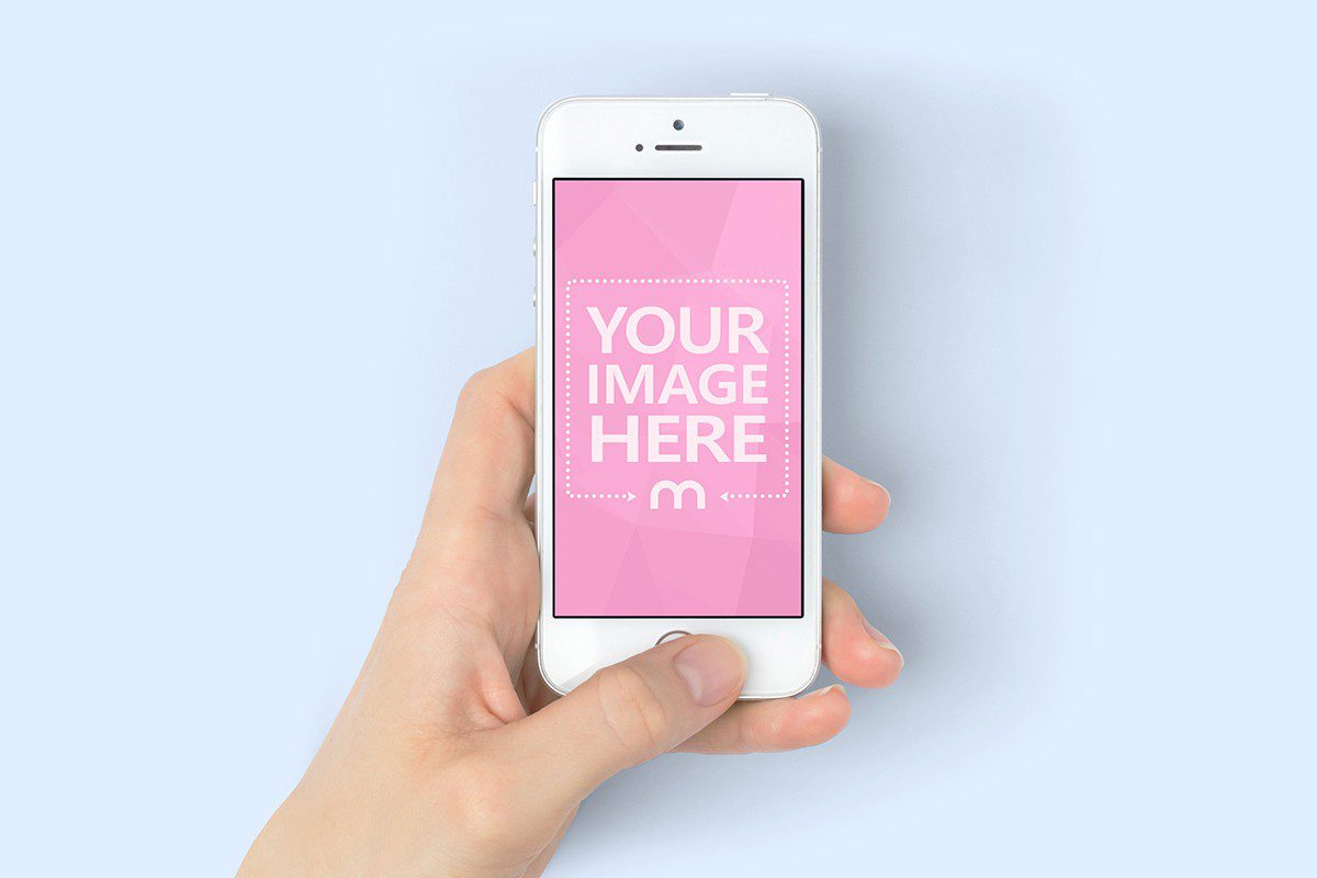 free iphone in hand mockup template for photoshop