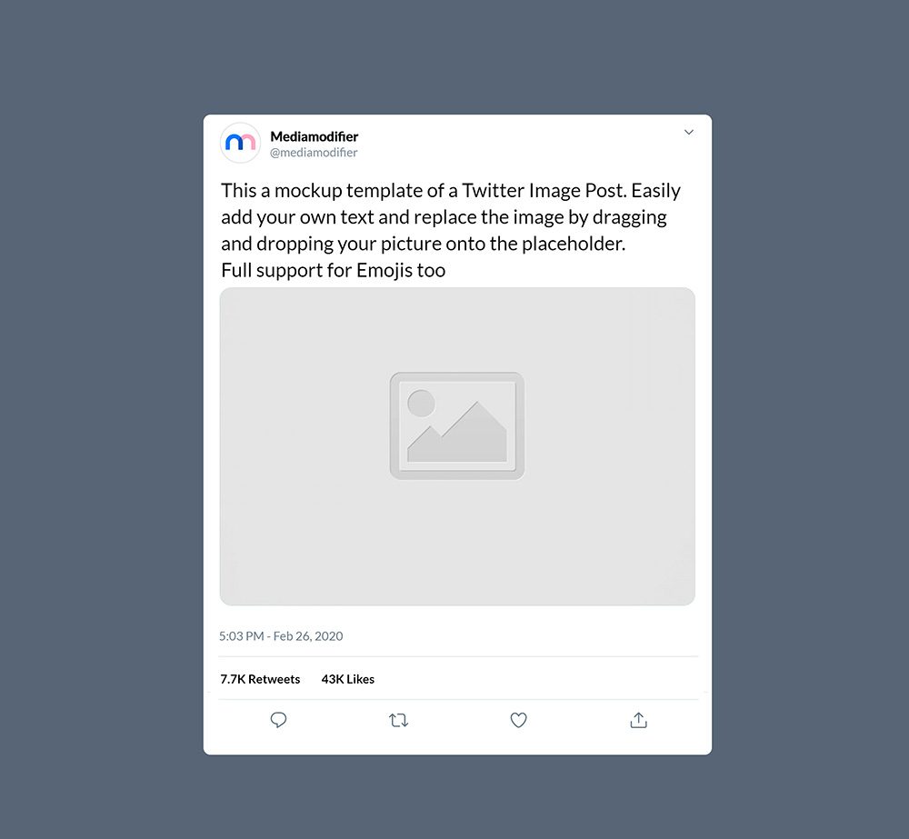 Twitter Tweet Image Post Mockup - Mediamodifier For Blank Twitter Profile Template