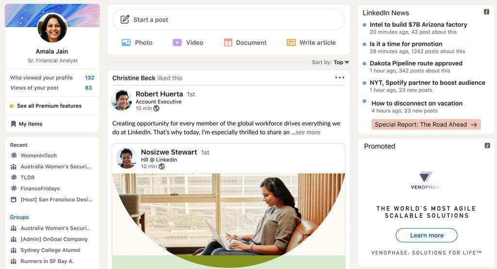 New LinkedIn website layout