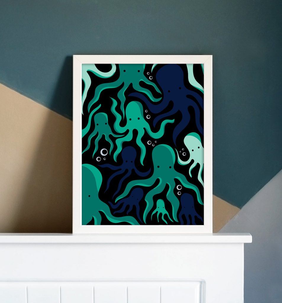 Octopus Pattern Poster Template