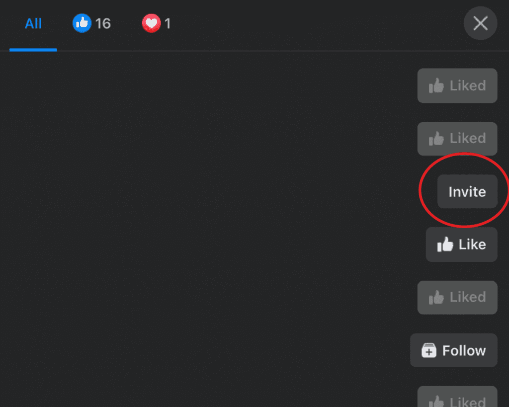 click "invite" to invite people to like your facebook page if they like. apost, but don't follow you already