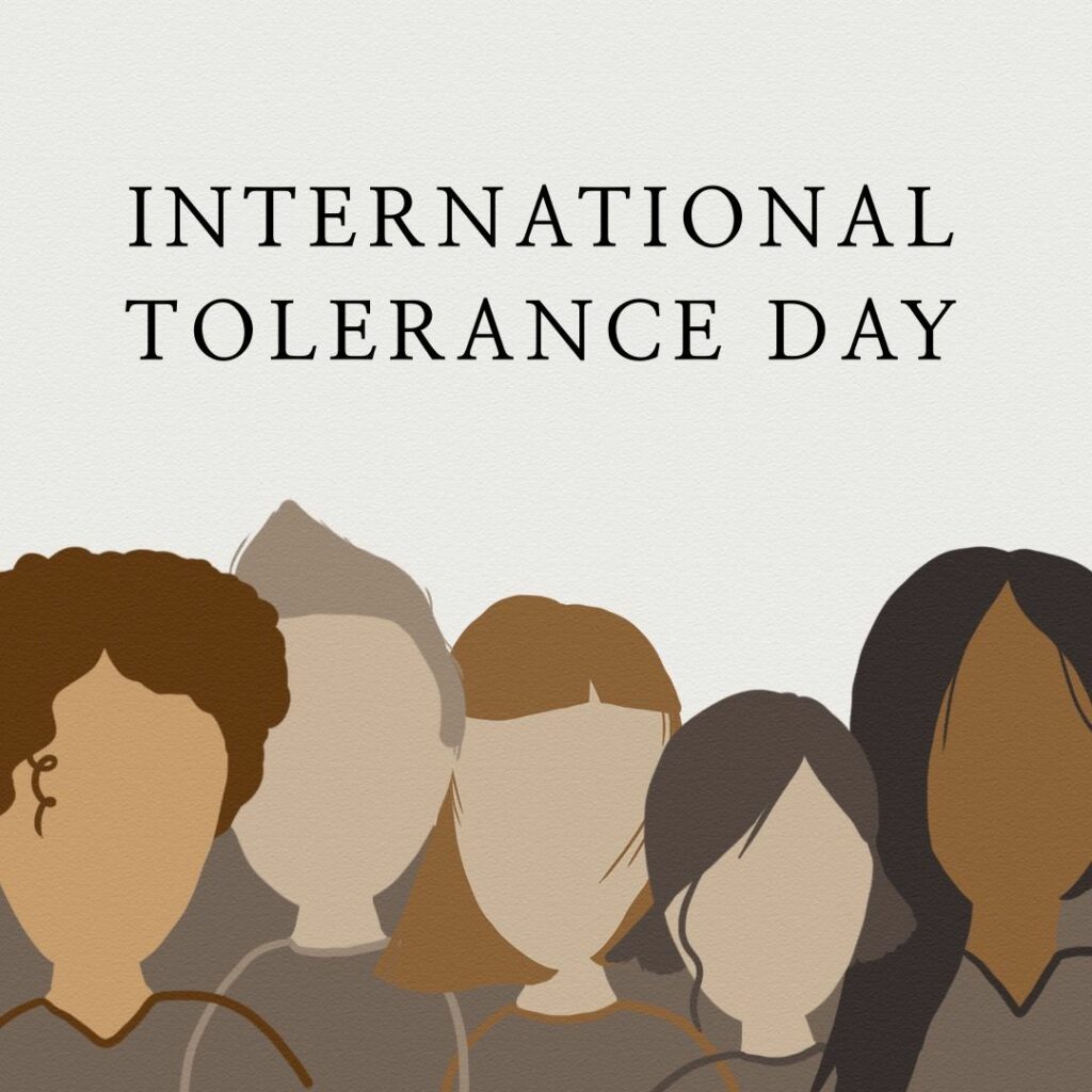 illustration of five people from different ethnicities standing next to each other for world tolerance day