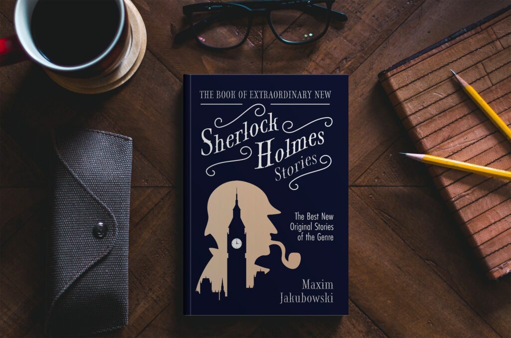 sherlock holmes book on a wood table