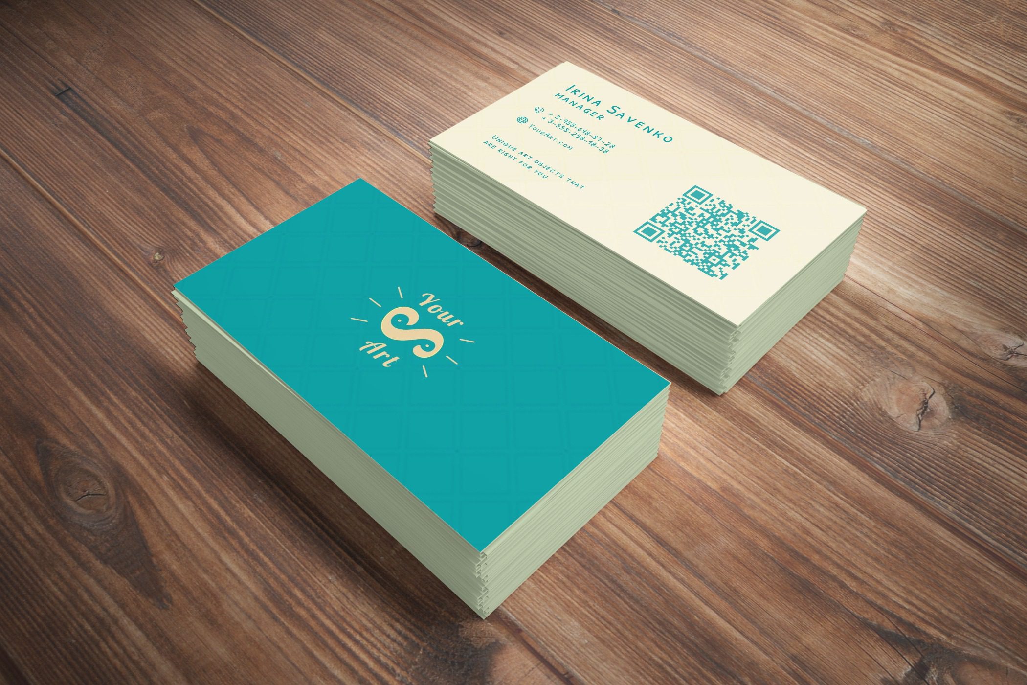 Simple Business Card Design On A Stack Of Business Card Mockup 