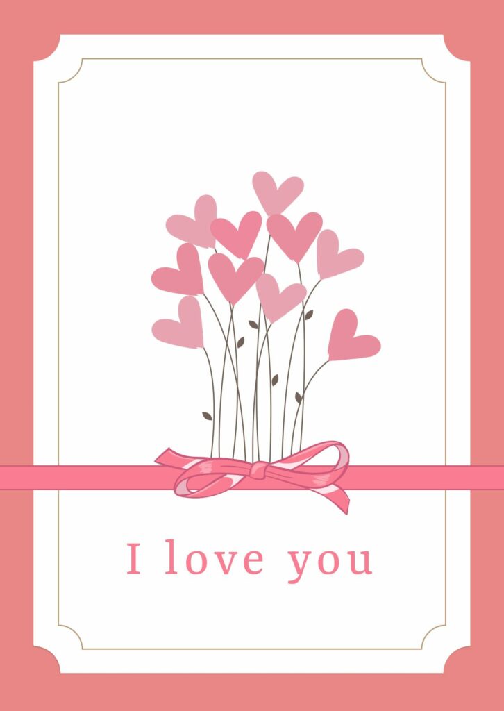 Postcard Template With a Bouquet Of Hearts