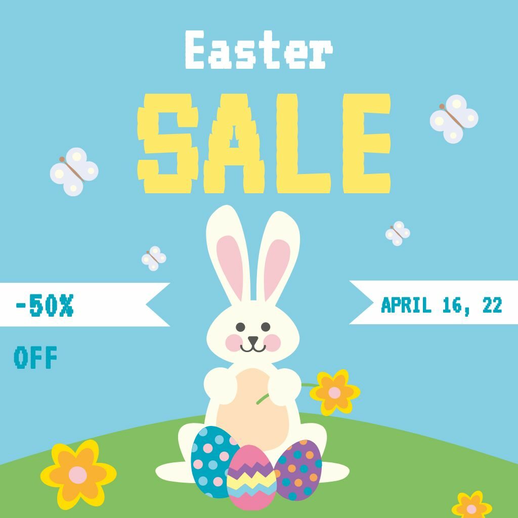 Happy Easter sale with eggs and chicks Online Instagram Ad Template -  VistaCreate