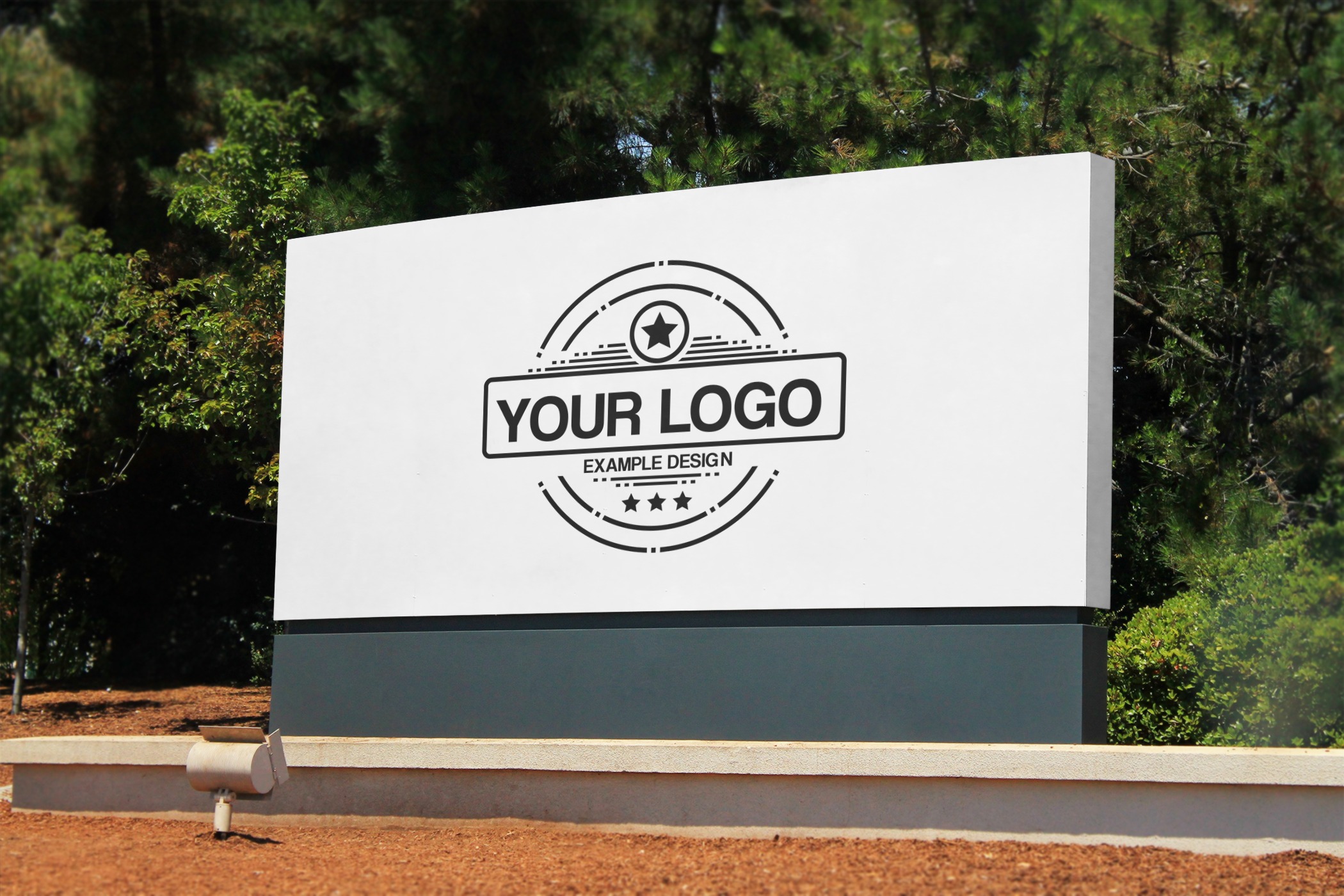 logo on outdoor company sign plate online mockup