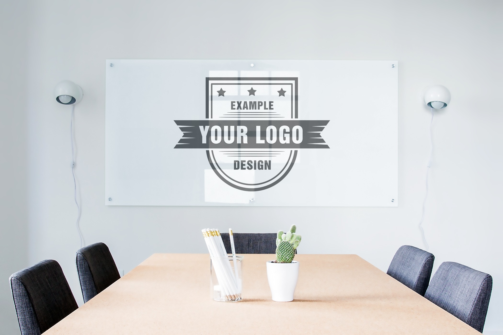 logo on office board meeting room plate online mockup