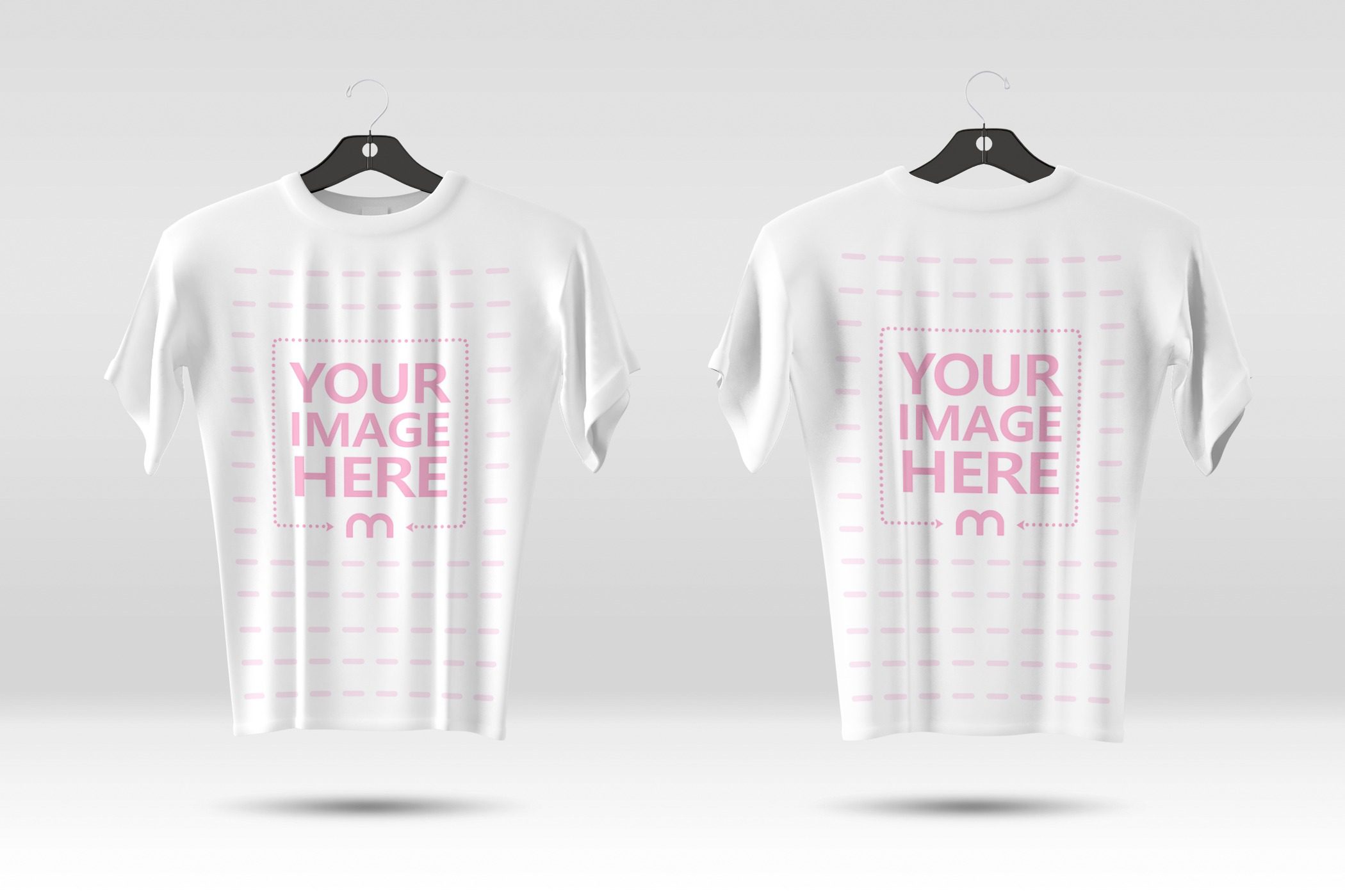 3d front and back t shirts on hanger mockup generator