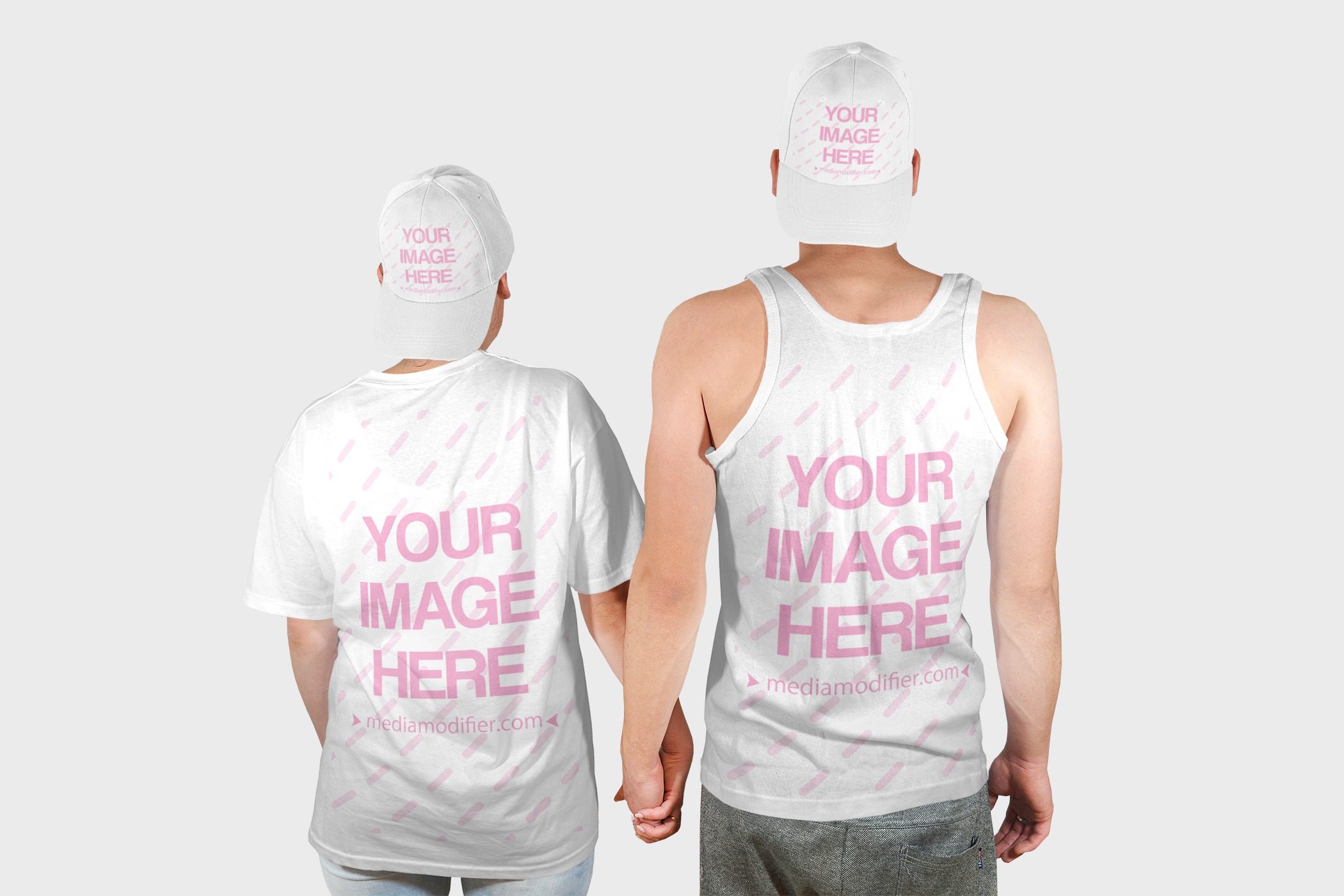 t shirt back view online mockup generator with a young man and woman