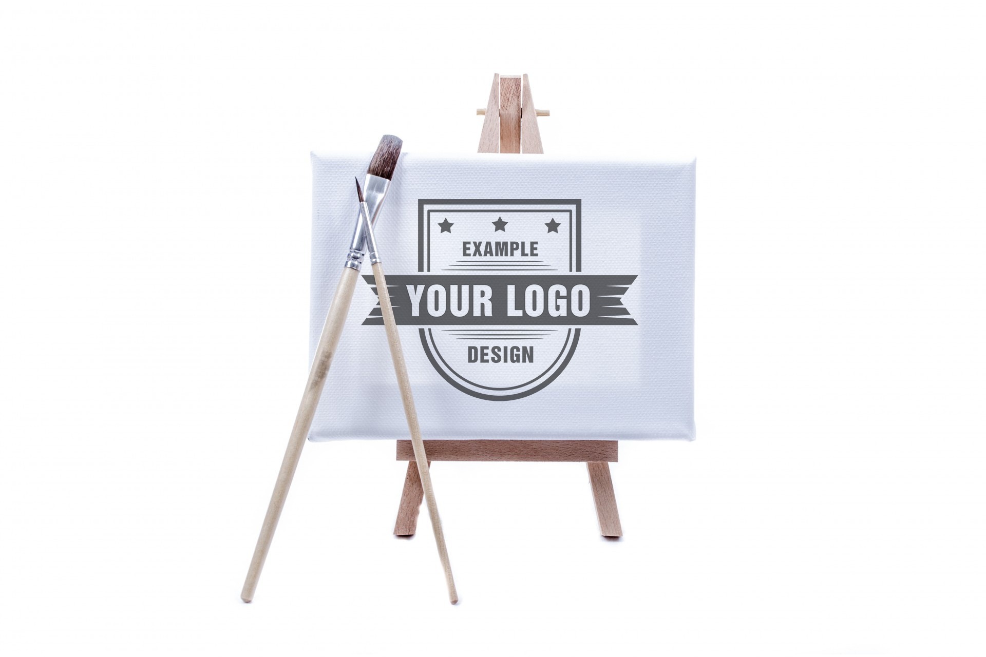 logo on easel painting creative online mockup