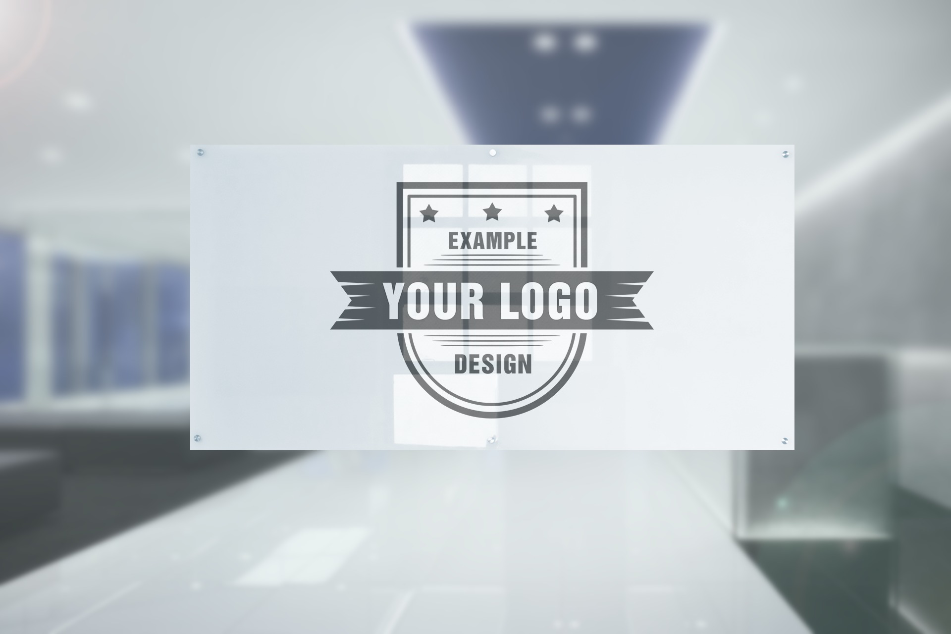 logo on interior glass sign online mockup generatior template