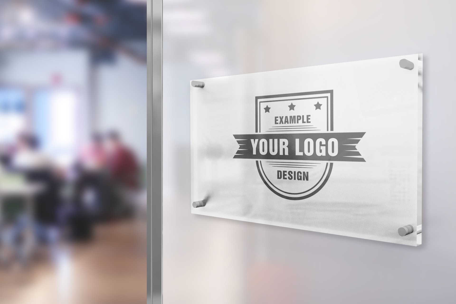 indoor company signage plate free logo mockup generator psd template