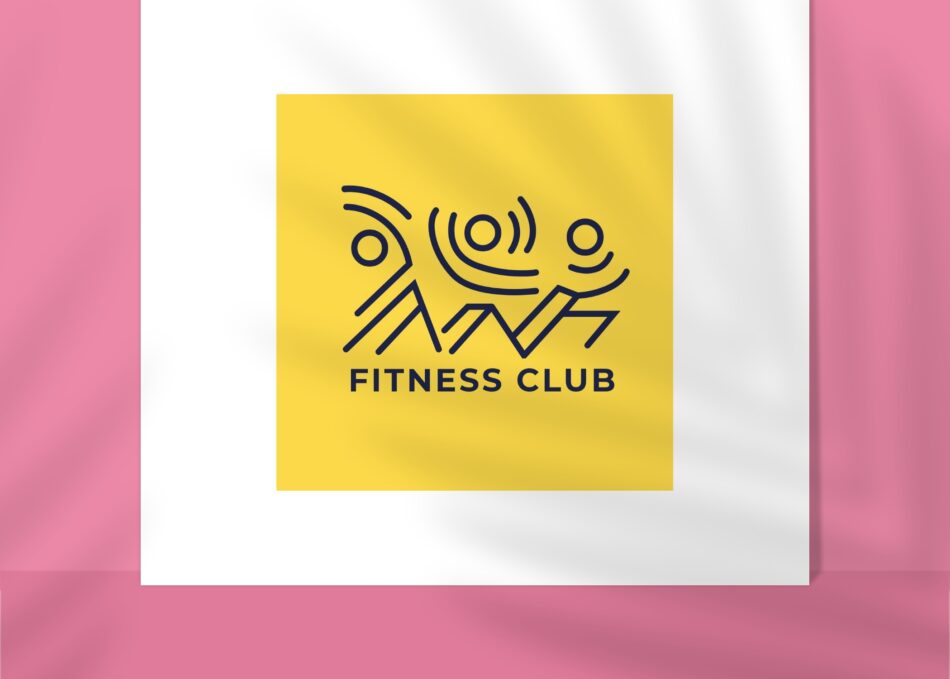 Fitness Themed Logo Mockup On A Pink Wall Mediamodifier