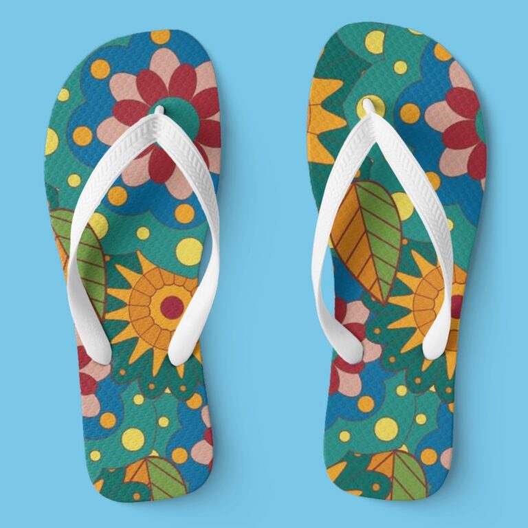 Colorful Design in a Flip Flop Mockup | Mediamodifier