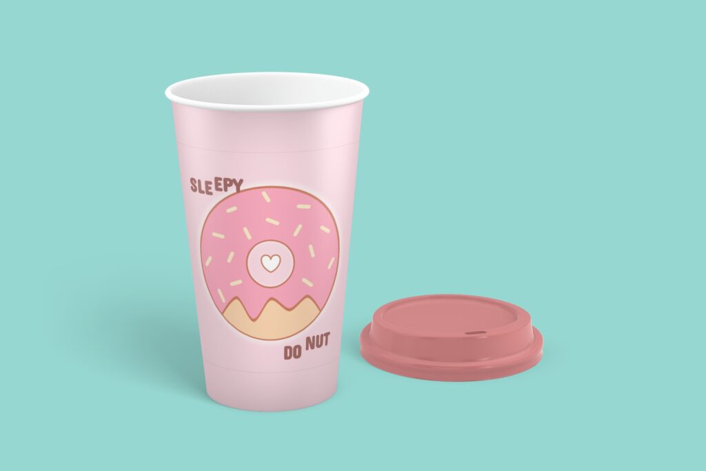 12oz and 16oz Paper Coffee Cups Mockup - Mediamodifier