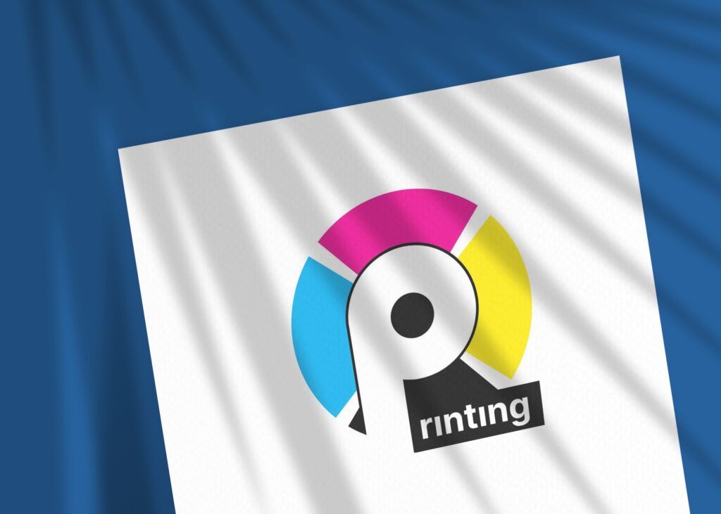 Logo on White Paper in Blue Background Photoshop Mockup | Mediamodifier