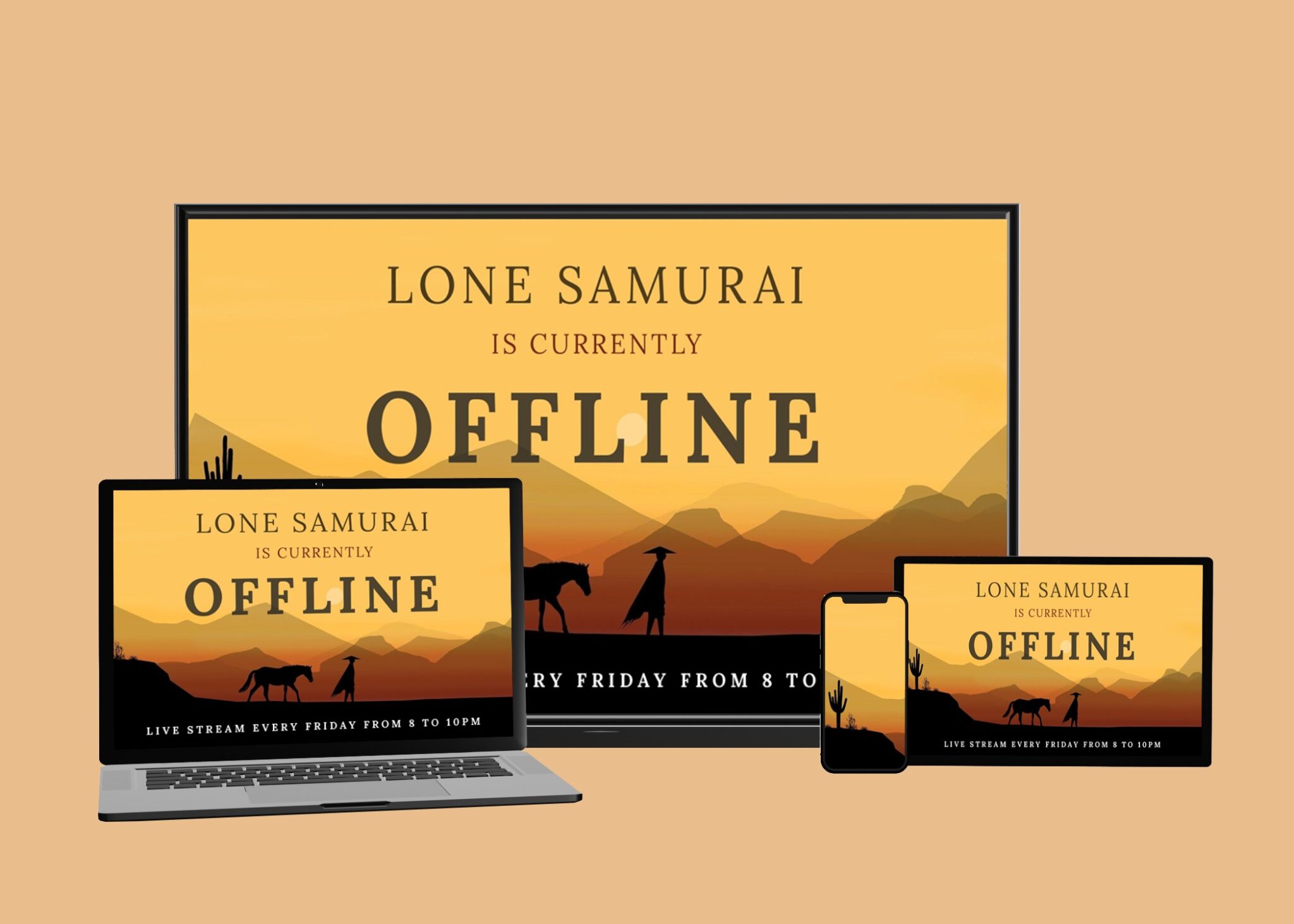 Offline Mm Offline Banner Mockup in Set of Apple Devices | Mediamodifier