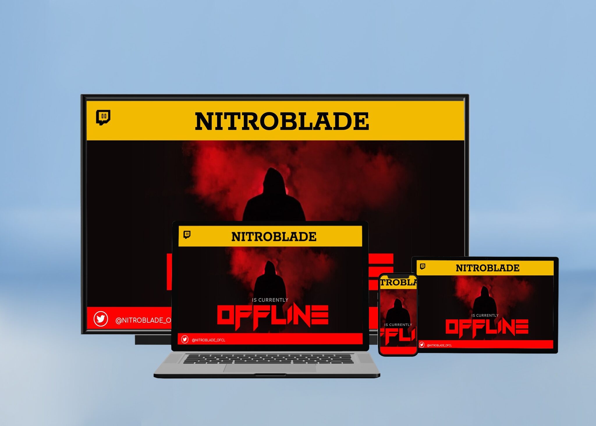 Offline Mm Twitch Offline Banner in set of Apple Devices | Mediamodifier