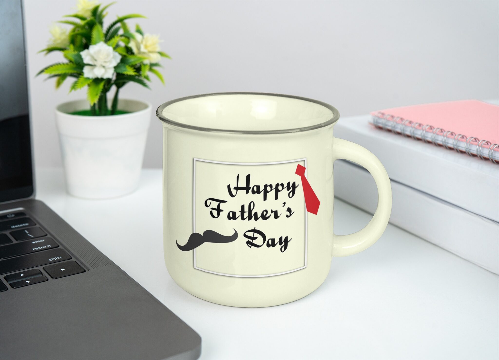 Mockup Generator of Enamel Mug with Father Day Design