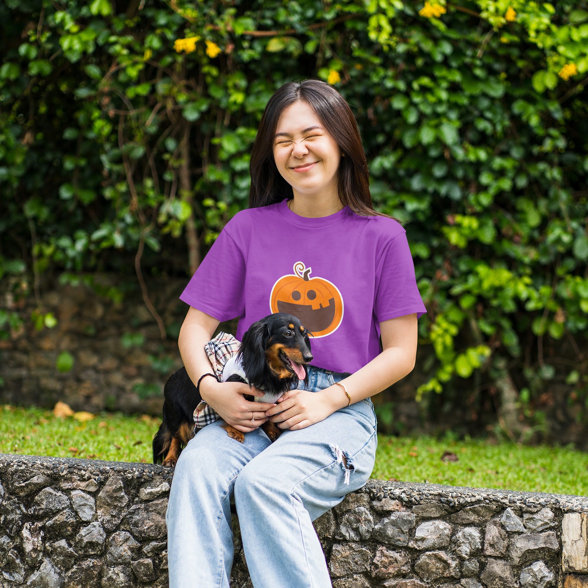 t-shirt-design-preview-of-woman-s-t-shirt-mockup-template-with-dogs