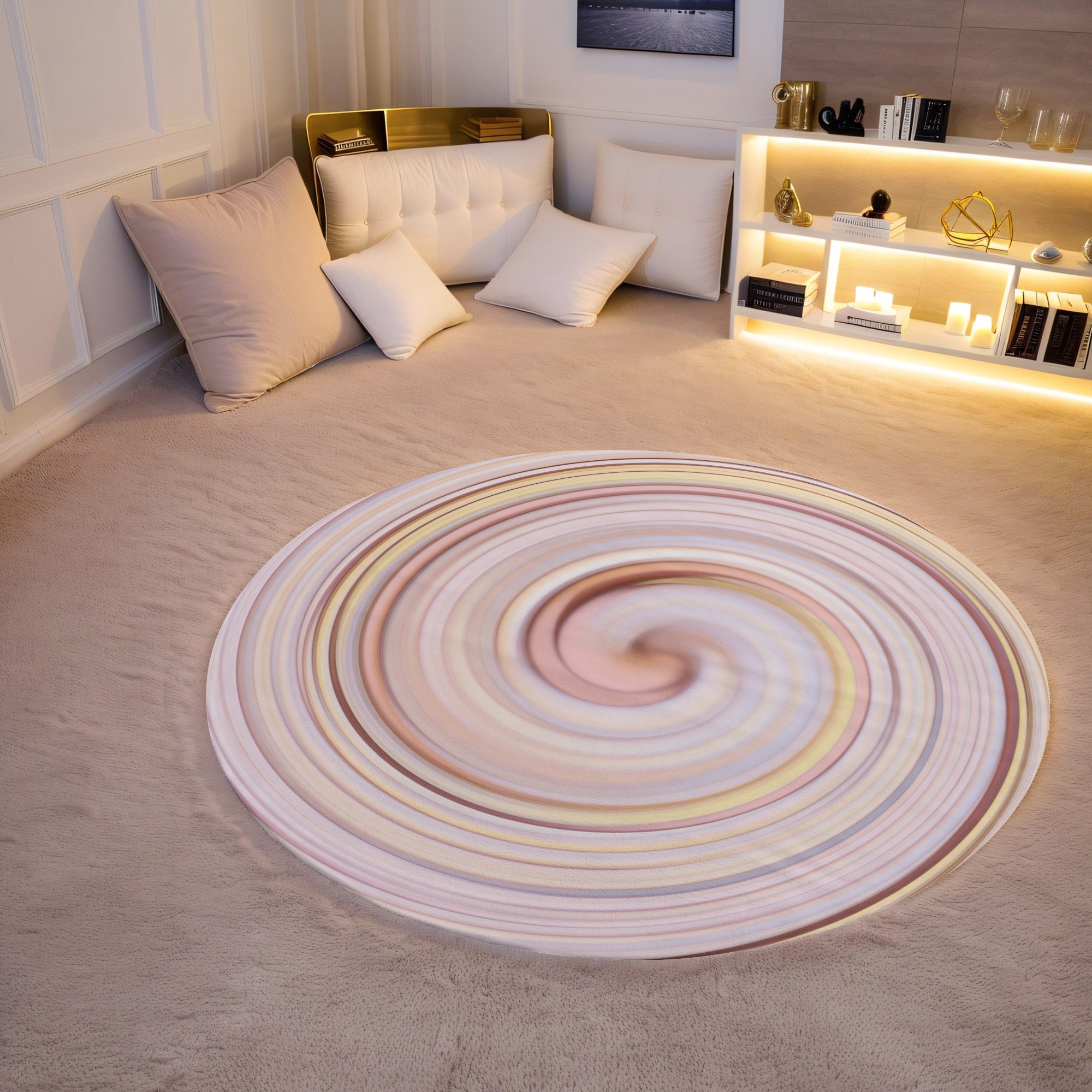 Circular Rug Mockup Design on Rug Mockup | Mediamodifier