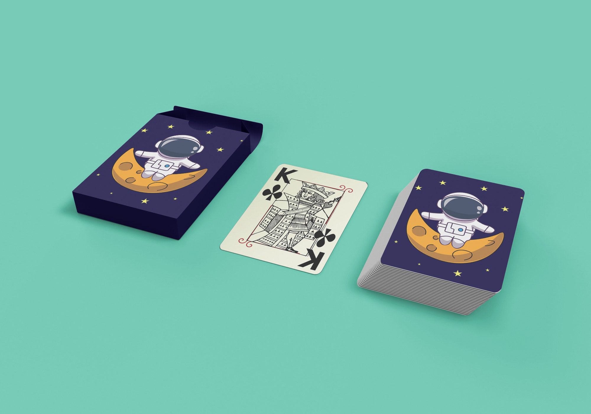 Playing Card Design Preview with Stacked Playing Cards Mockup