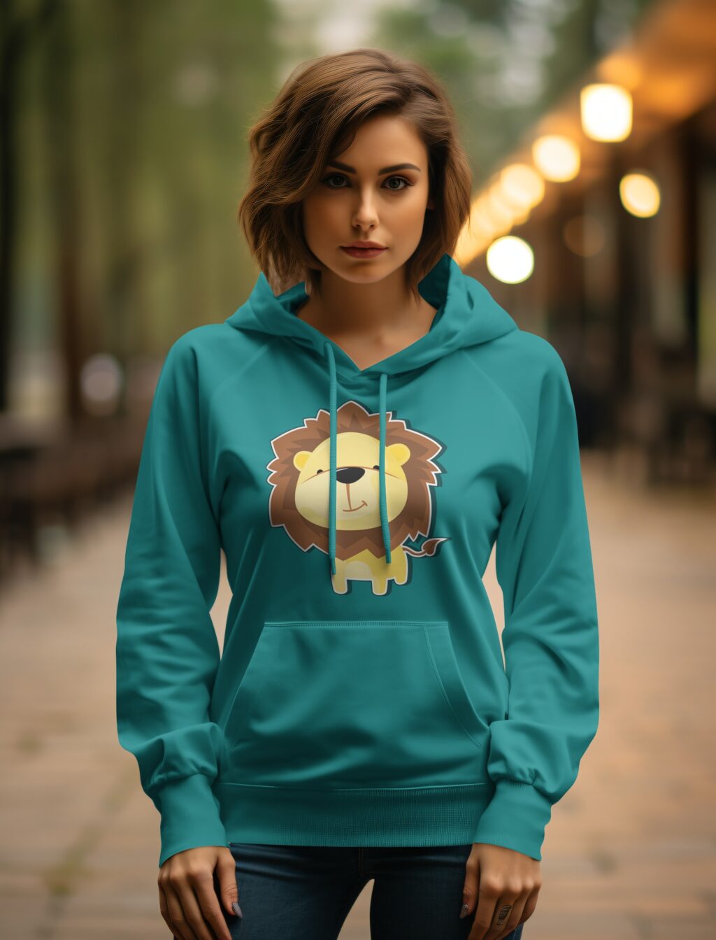 Cute Lion Hoodie Design on Hoodie Mockup Generator Mediamodifier