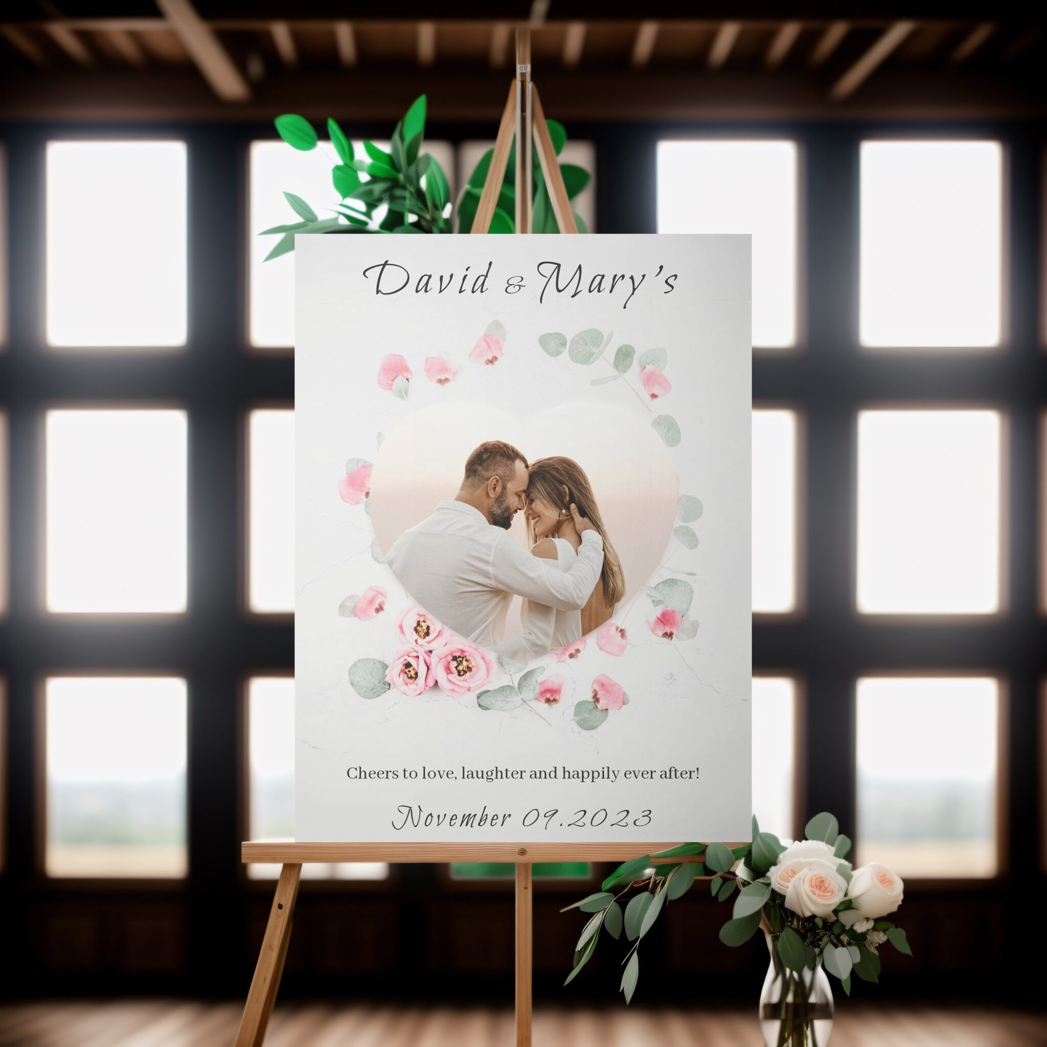 Sample Reception Poster Wedding Poster on Large Wedding Reception Welcome Sign Mockup ...