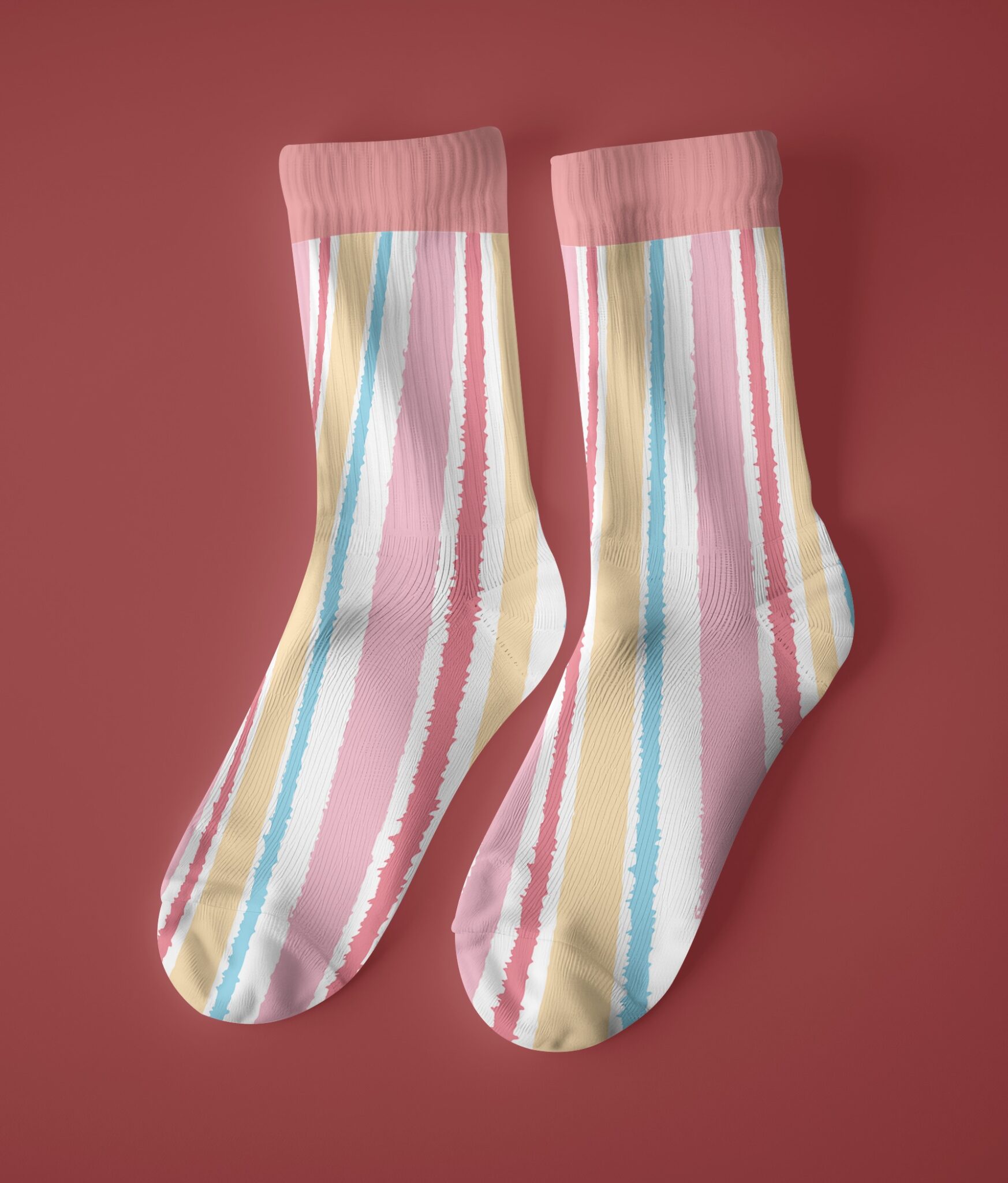 Colorful Socks Design on Simple Socks Mockup Generator | Mediamodifier