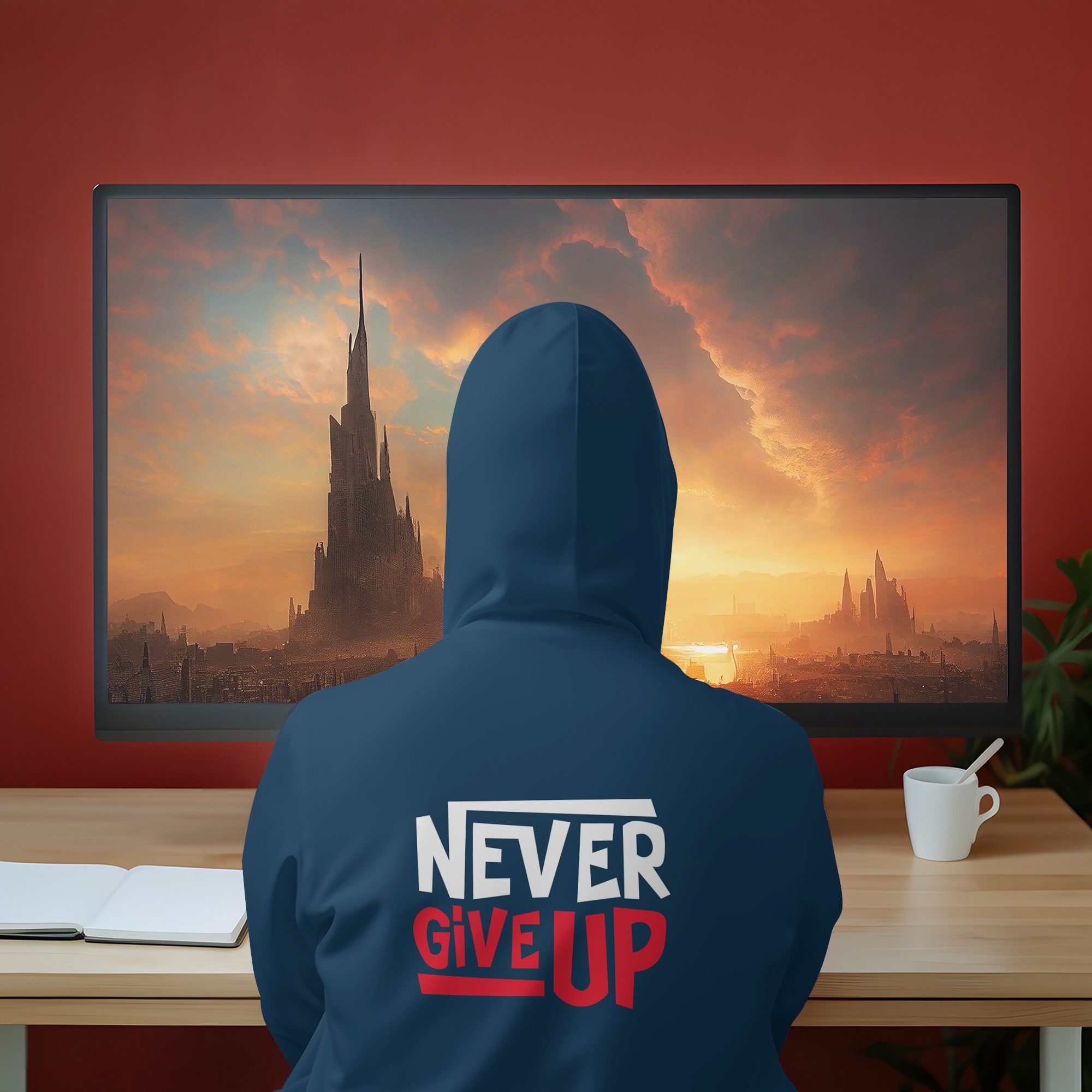 Hacker themed Design on Hoodie and Monitor Mockup | Mediamodifier