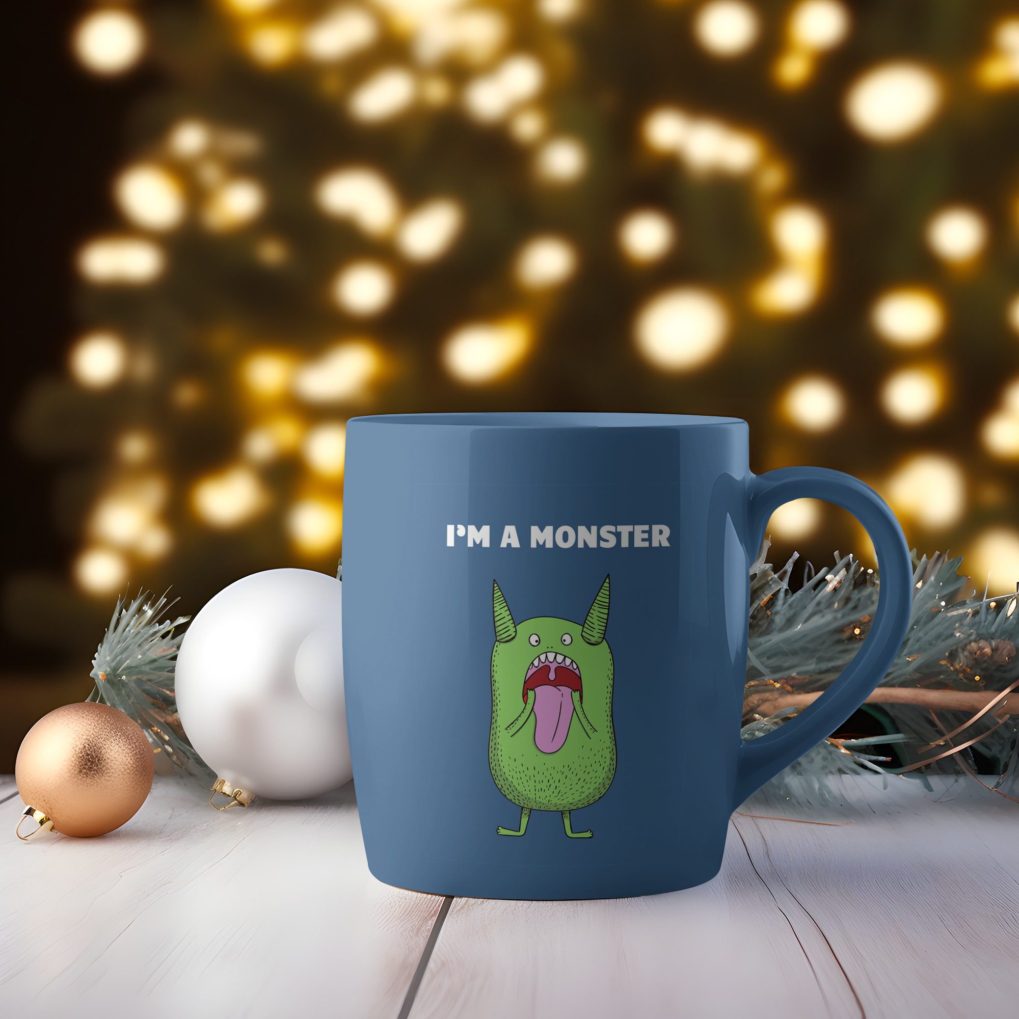 Little monster cup design on coffee cup mockup mediamodifier