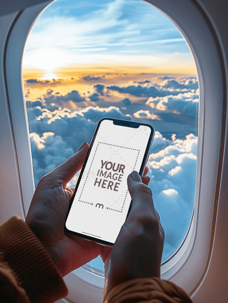 phone mockup screen clouds